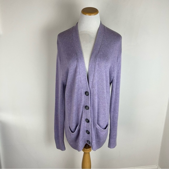 Re/Done 90s Cardigan Sweater In Heather Lilac Wool Blend Oversized Size XS $350 - Picture 5 of 8
